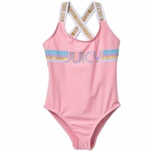 Juicy Couture Logo One-Piece Swimsuit (Big Girls) size 7-8